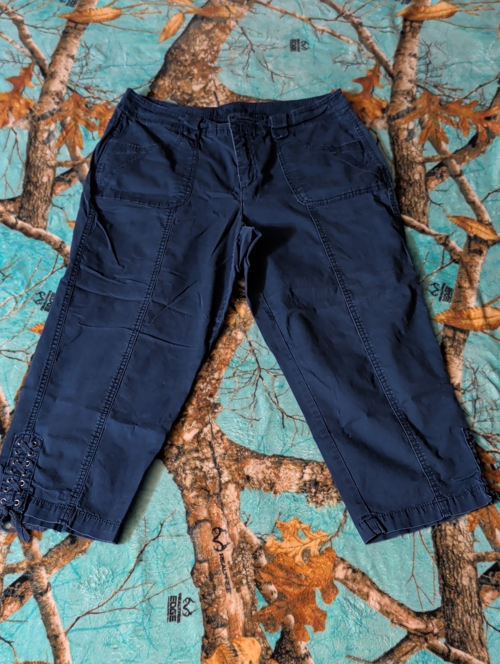 Style & Co. Navy Lace-Up Crop Capris